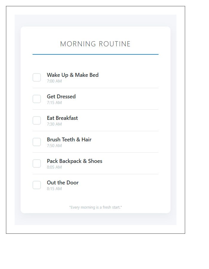 School Morning Routine Printable Chart
