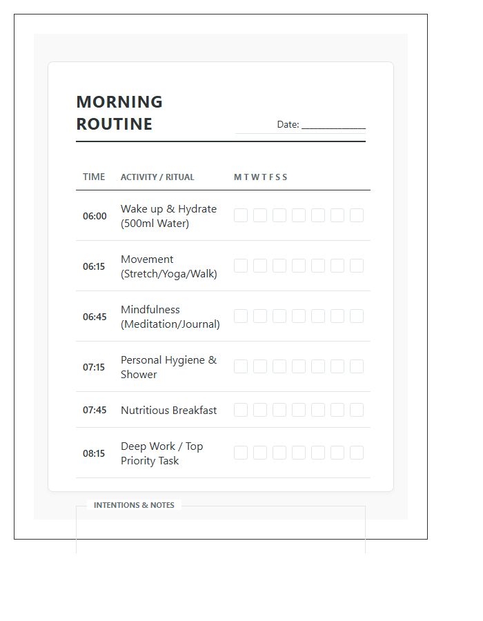 Structured Morning Routine Printable Chart