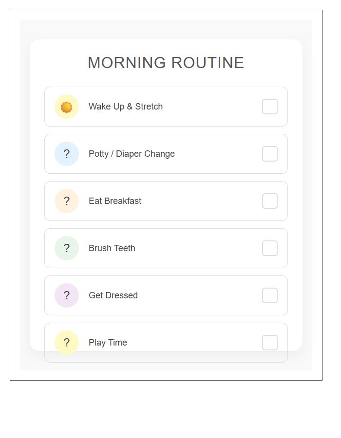 Toddler Morning Routine Printable Chart