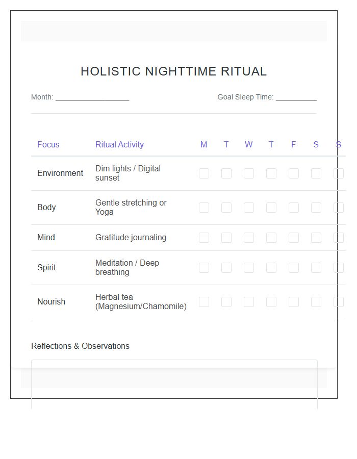 Holistic Nighttime Ritual Printable Chart