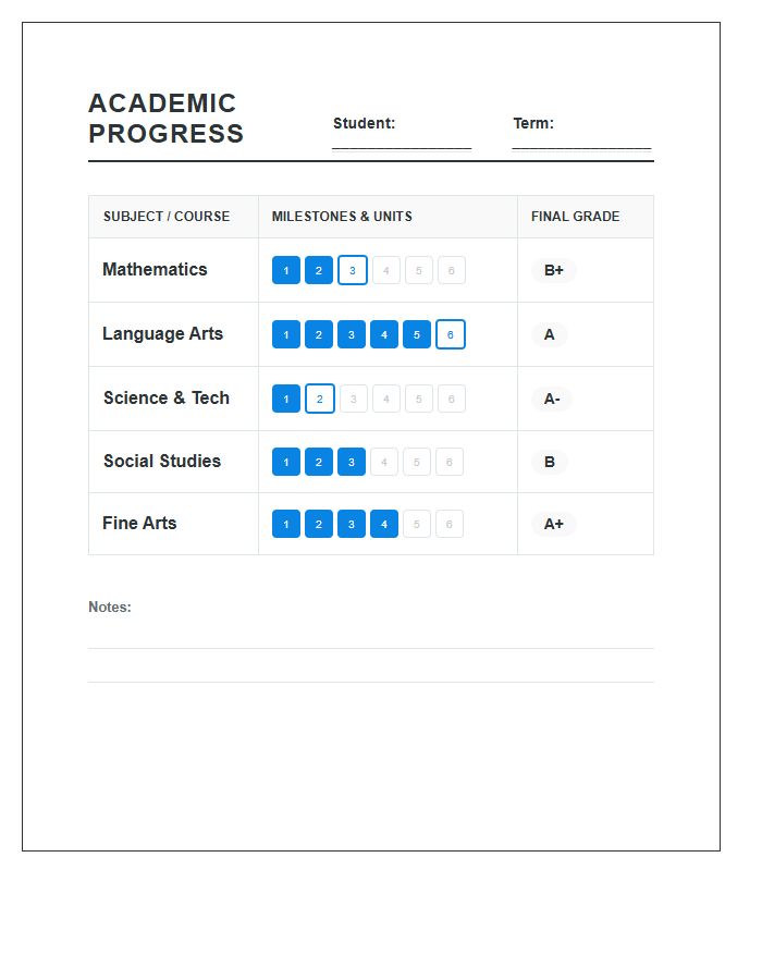 Visual Grade Progression Printable Chart