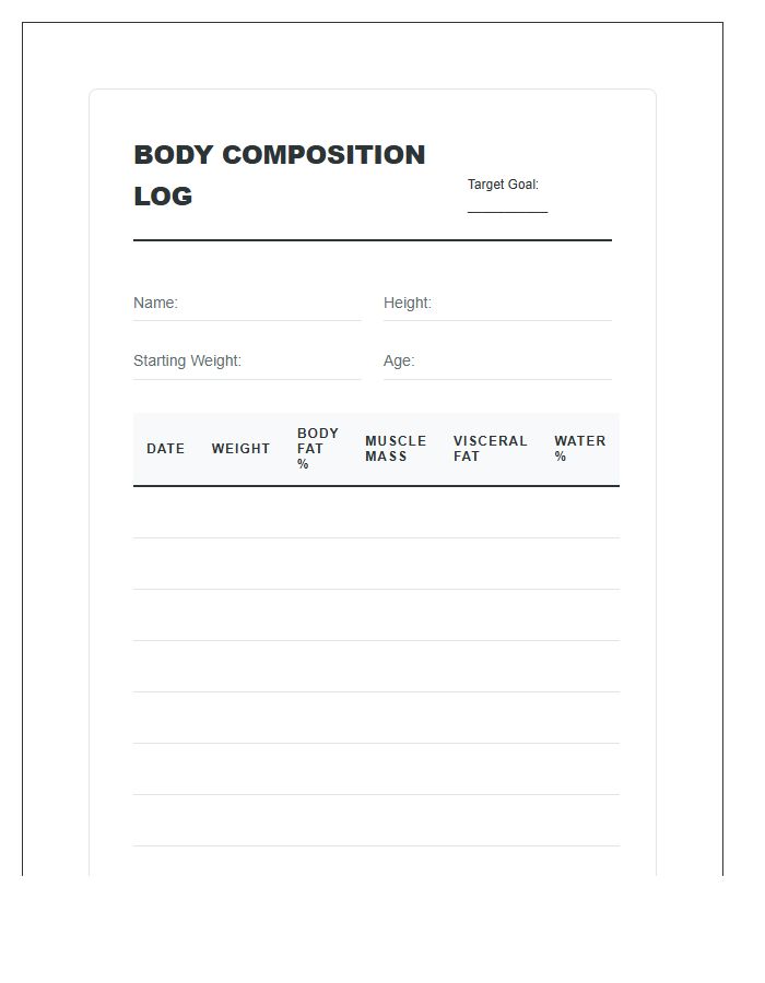 Body Composition Monitoring Printable Chart