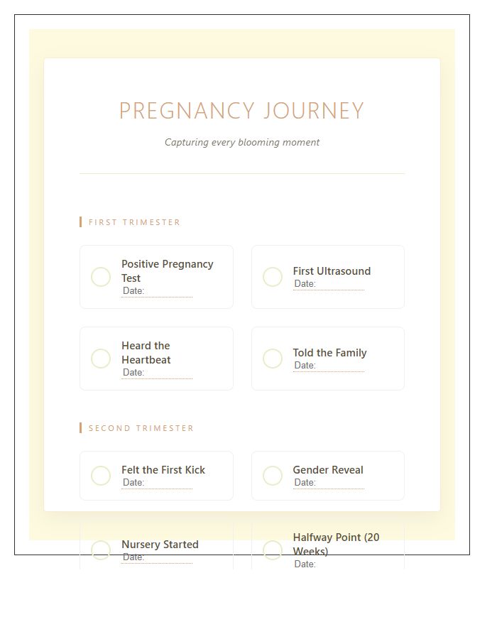 Floral Pregnancy Milestone Tracker Printable Chart