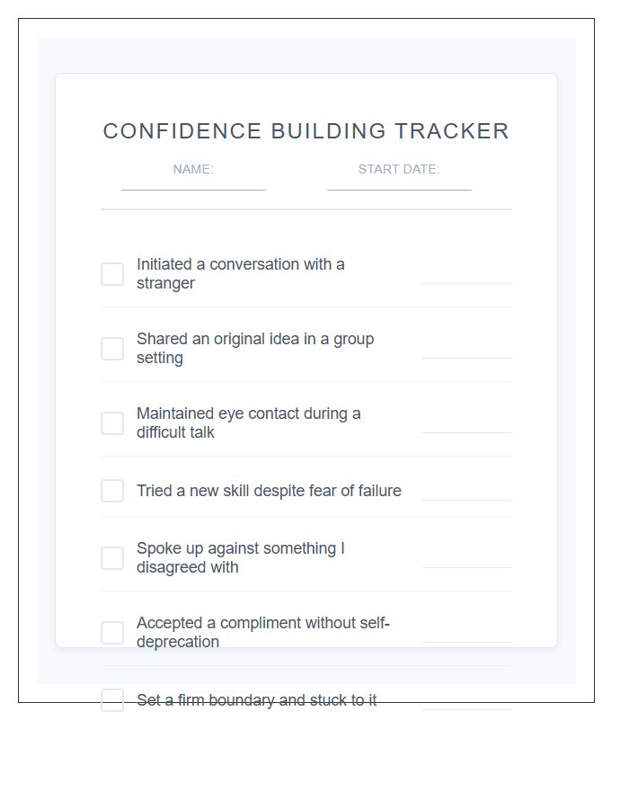 Confidence Building Milestone Printable Chart