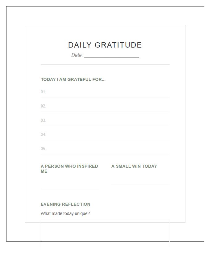 Daily Gratitude Practice Printable Chart