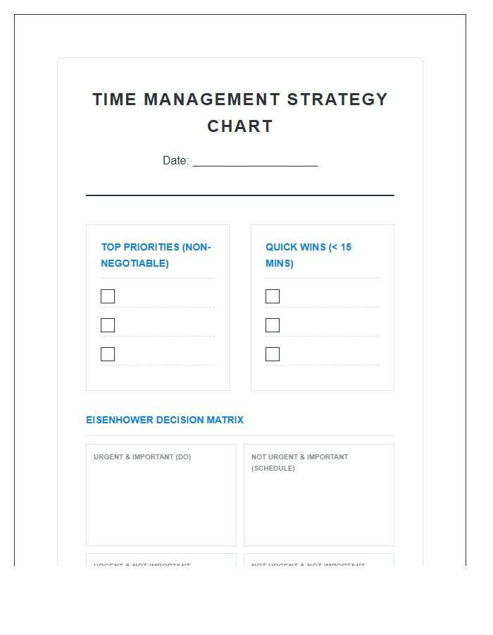 Time Management Skills Printable Chart
