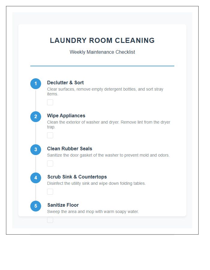 Laundry Room Cleaning Schedule Printable Sequence Chart
