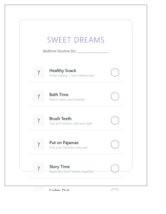Daily Bedtime Routine Chart For Toddlers Printable