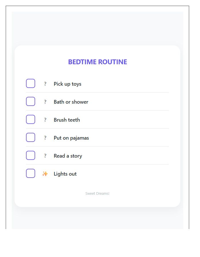Kids Bedtime Routine Printable Chart