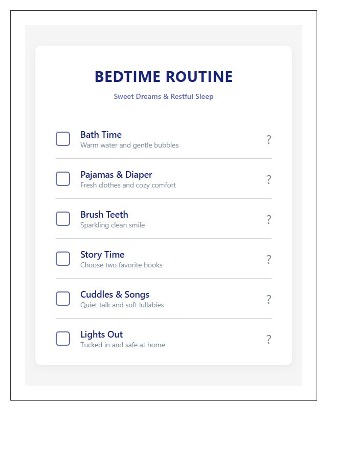 Structured Toddler Bedtime Routine Printable Chart