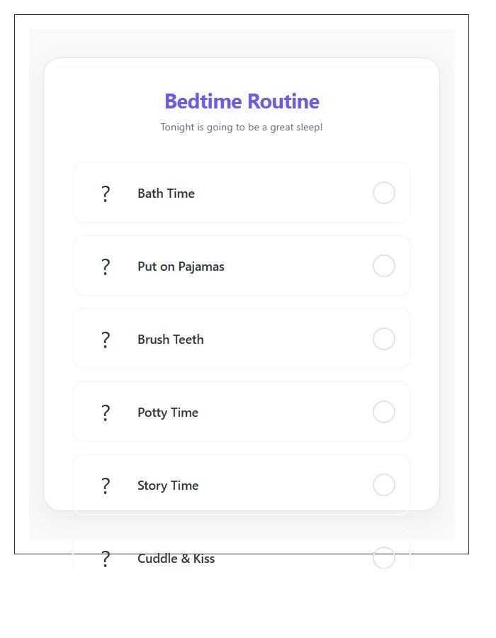 Toddler Bedtime Routine Visual Printable Chart