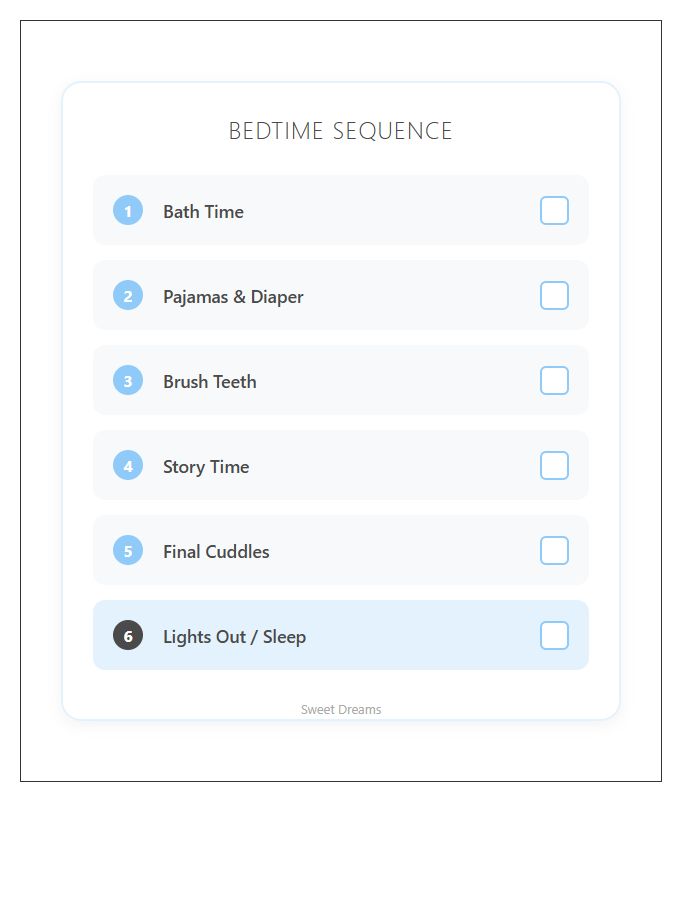 Toddler Bedtime Sequence Printable Chart