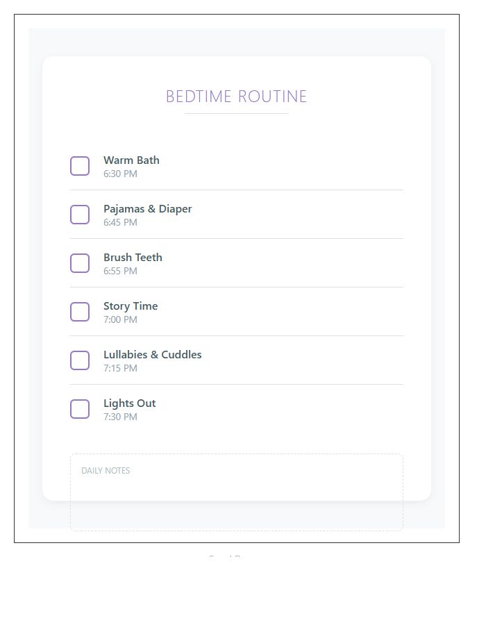 Toddler Sleep Routine Printable Chart