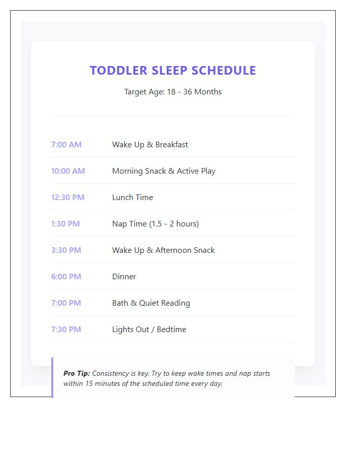 Toddler Sleep Schedule Printable Chart