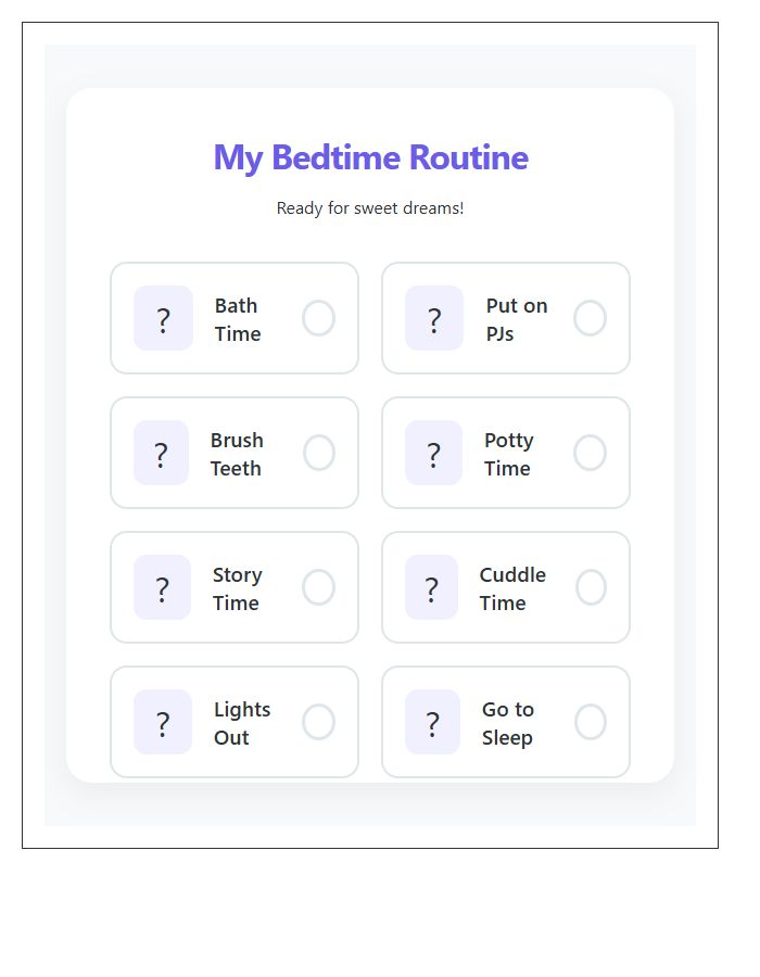 Visual Bedtime Routine Chart For Toddlers Printable