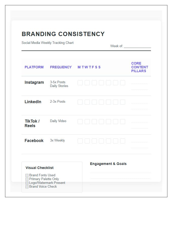 Small Business Branding Social Media Consistency Printable Chart