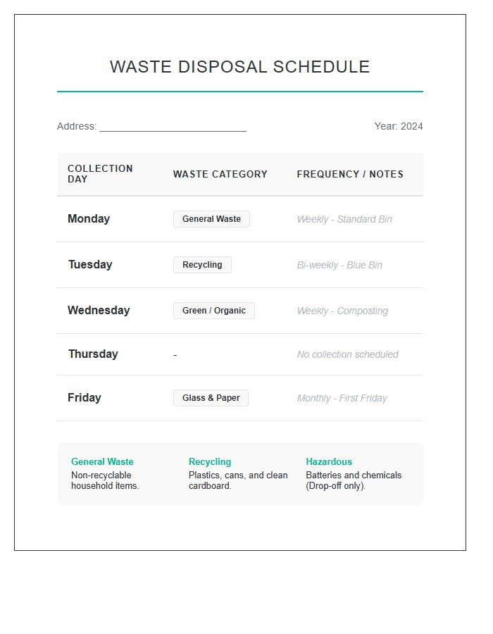 Home Waste Disposal Schedule Printable Chart