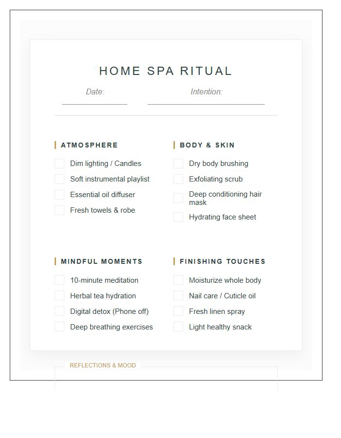 Home Spa Day Self Care Printable Chart
