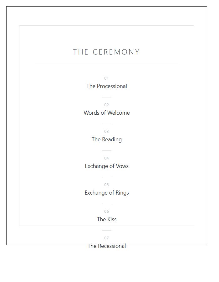 Wedding Ceremony Sequence Printable Chart