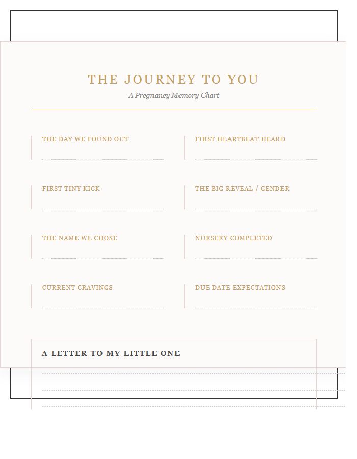 Elegant Pregnancy Milestone Printable Memory Chart