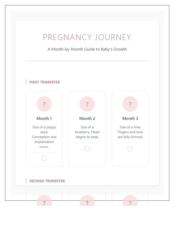 Illustrated Pregnancy Milestone Printable Calendar Chart