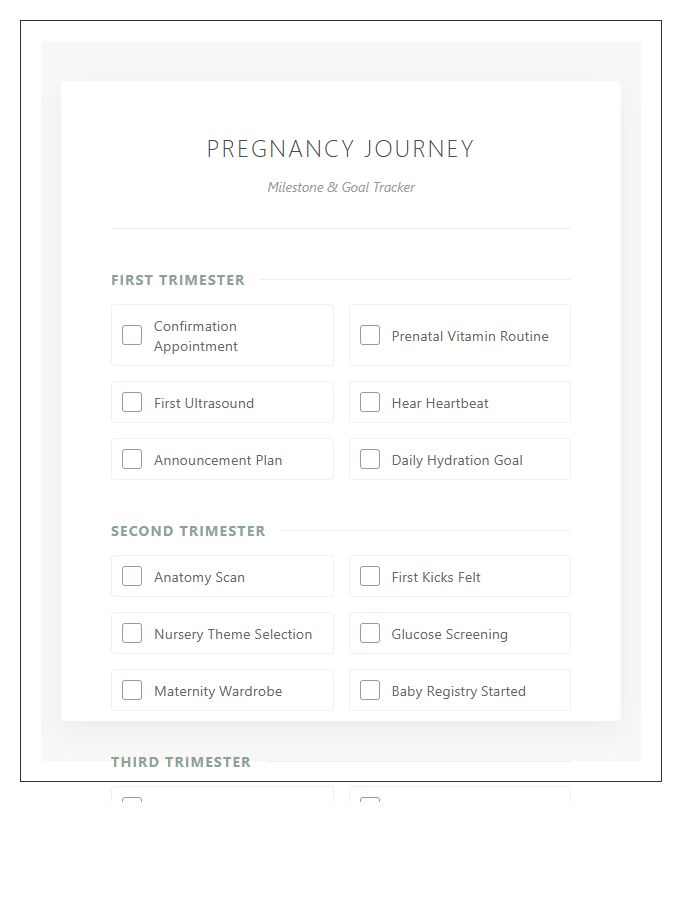 Pregnancy Milestone Printable Goal Tracking Chart