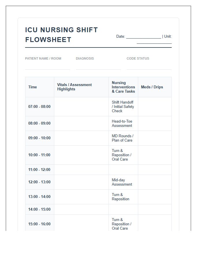 Intensive Care Unit Nurse Shift Schedule Printable Chart