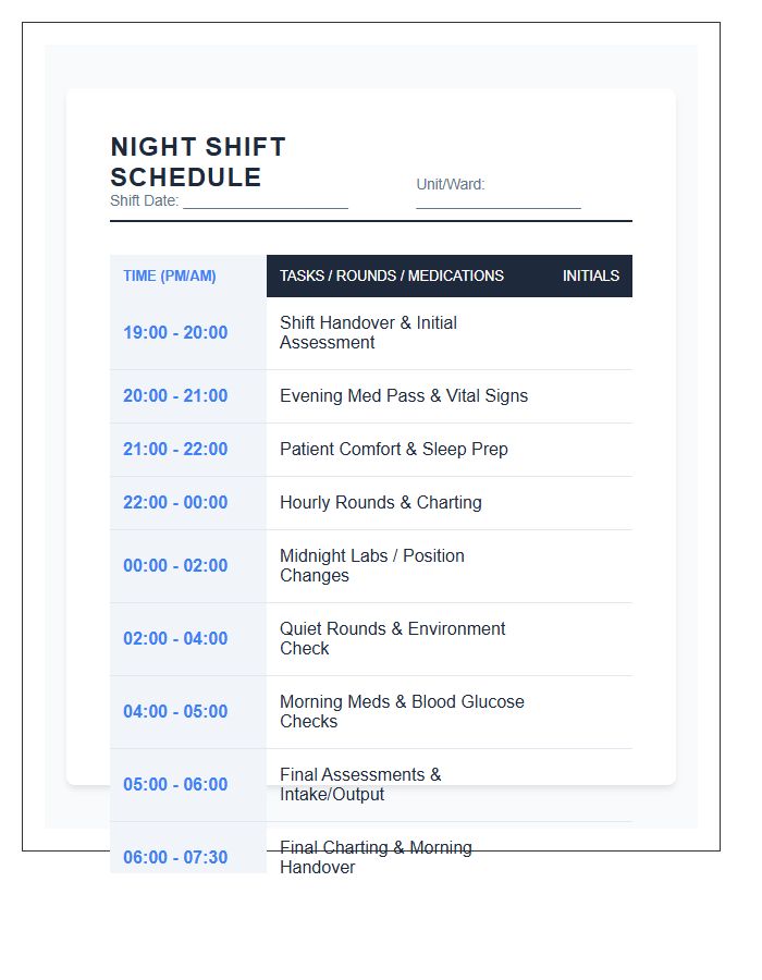 Night Shift Nurse Schedule Printable Chart
