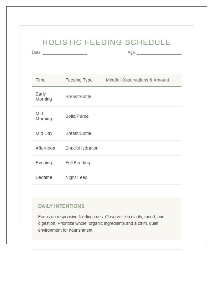 Holistic Baby Feeding Schedule Printable Chart