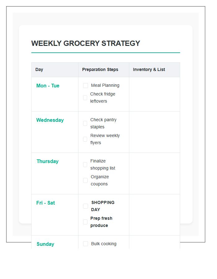 Beginner Grocery Shopping Schedule Printable Chart