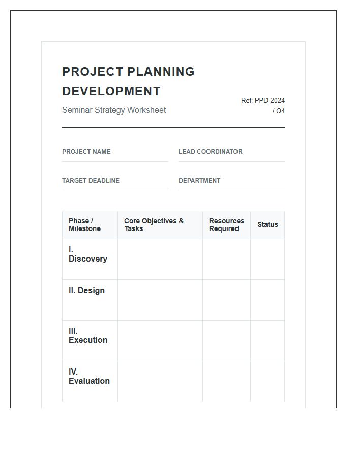 Project Planning Development Seminar Printable Chart