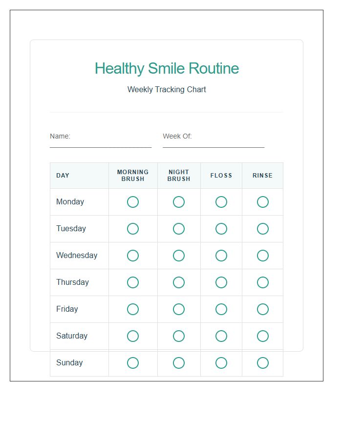 Healthy Smile Routine Printable Chart