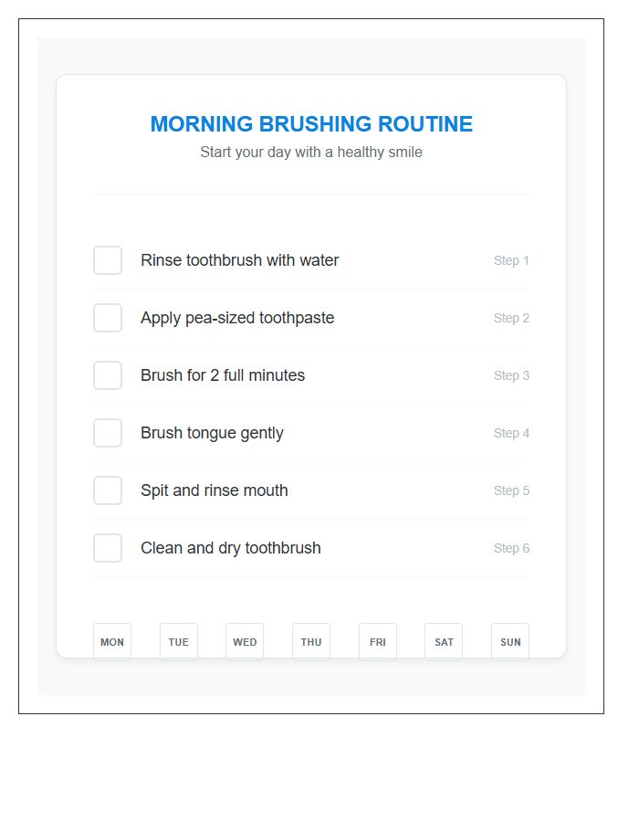 Morning Tooth Brushing Routine Printable Chart