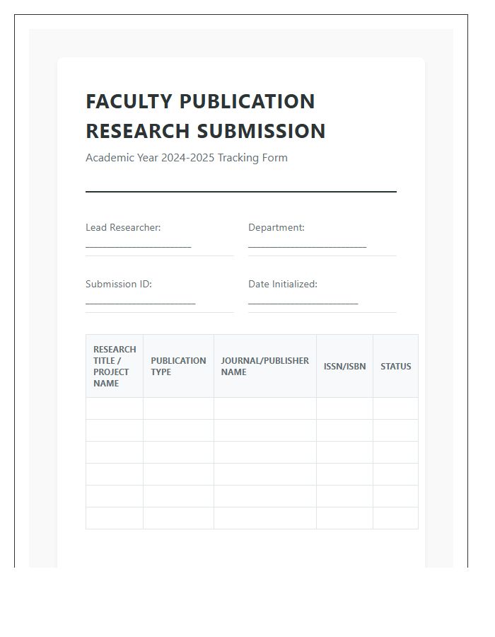 Faculty Publication Research Submission Printable Chart