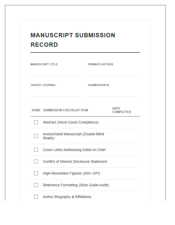 Scholarly Journal Article Submission Printable Chart