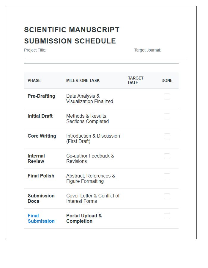 Scientific Manuscript Submission Schedule Printable Chart
