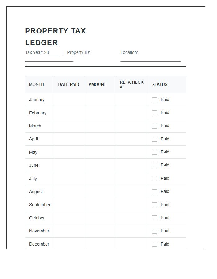 Monthly Property Tax Printable Chart