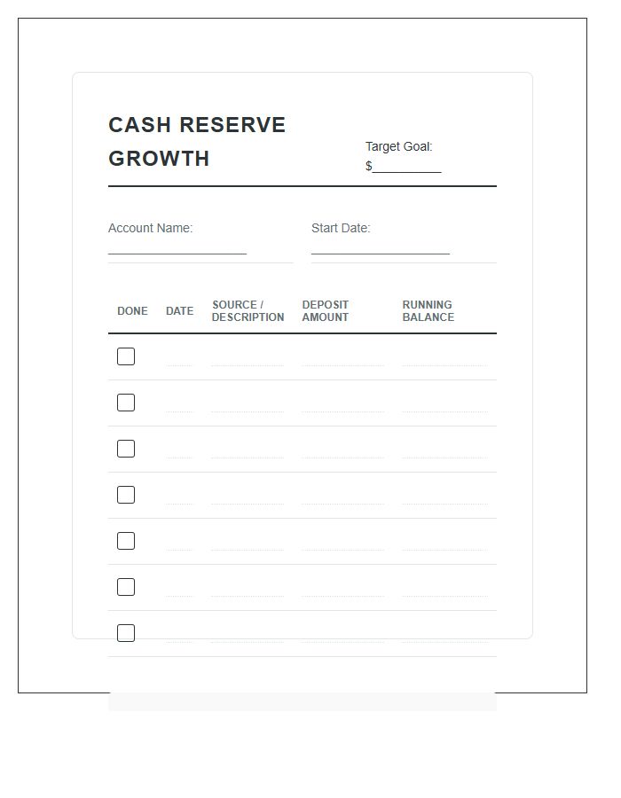 Cash Reserve Growth Printable Budget Chart