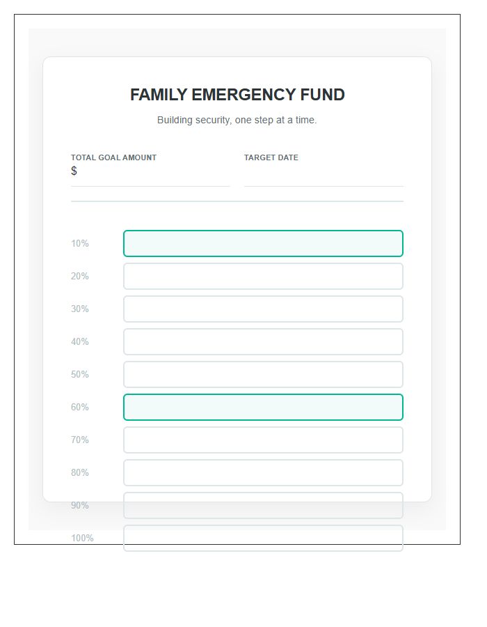 Family Emergency Fund Growth Printable Chart