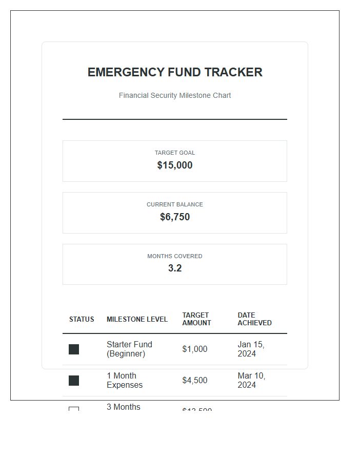 Financial Security Emergency Fund Printable Chart