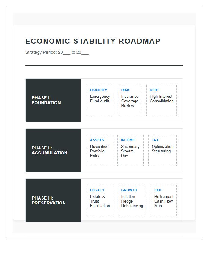 Economic Stability Planning Printable Roadmap Chart