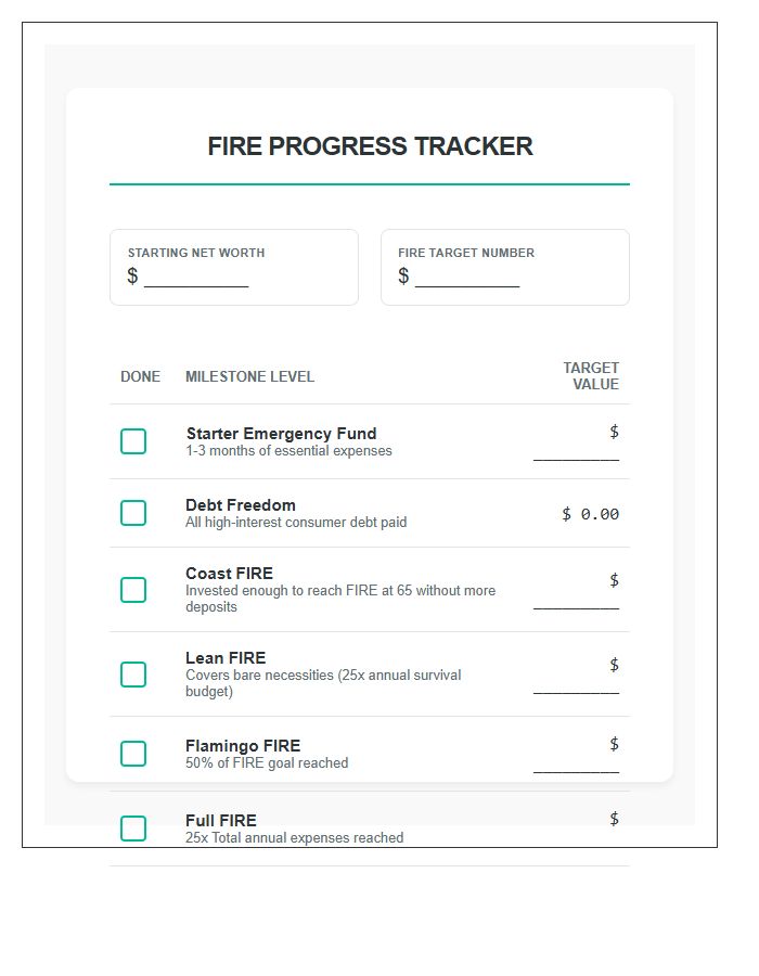 Fire Movement Milestone Printable Progress Chart