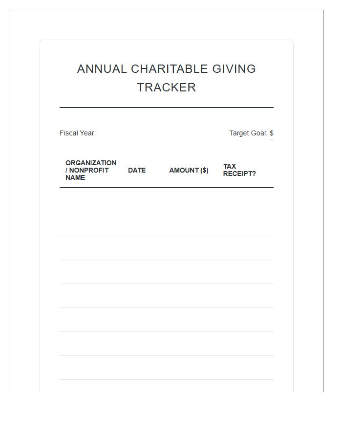 Nonprofit Giving Printable Budget Chart Template