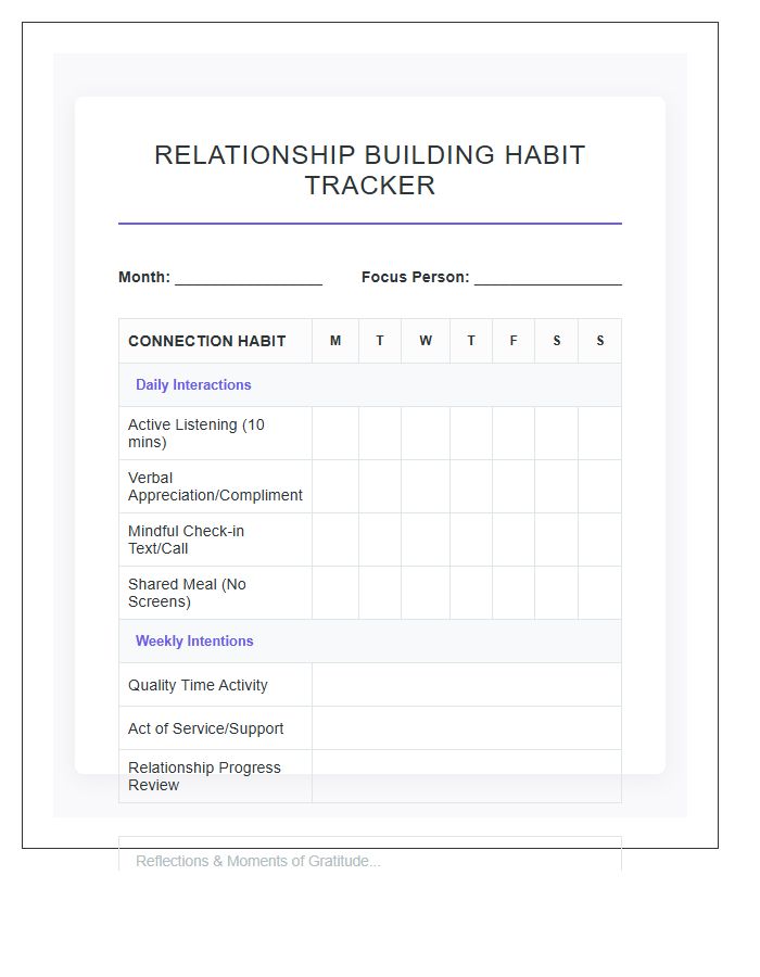 Relationship Building Habit Printable Chart