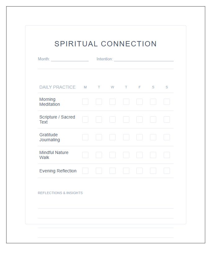 Spiritual Connection Habit Printable Chart