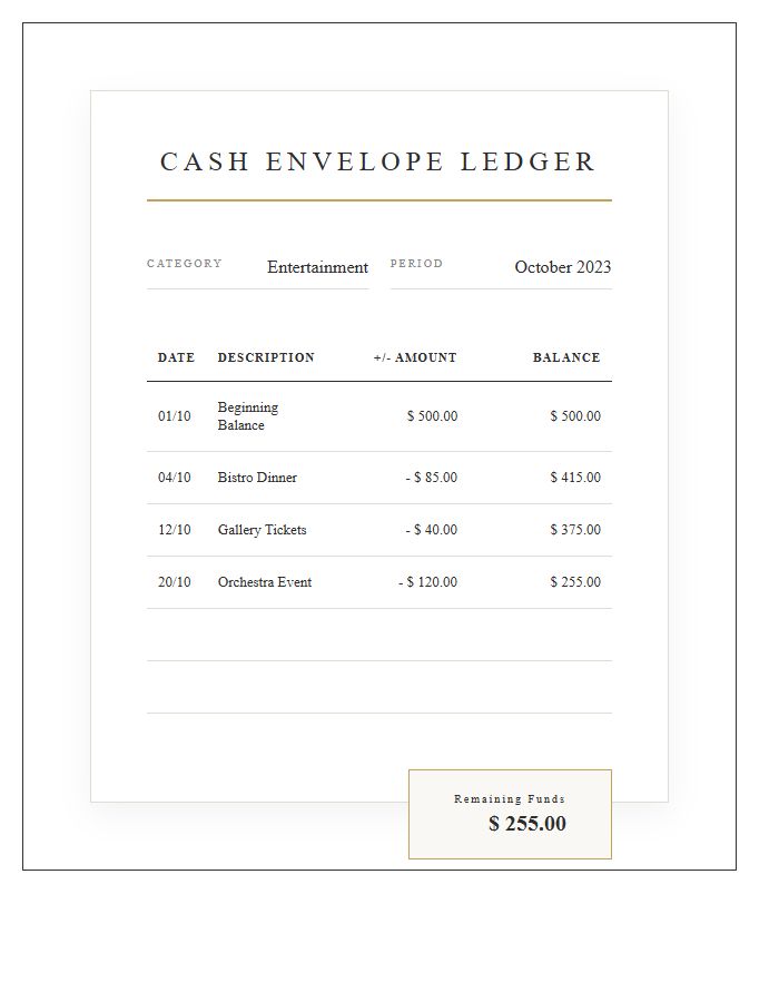 Luxury Cash Envelope System Printable Budget Chart