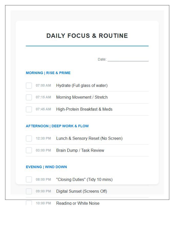 ADHD Daily Routine Printable Chart