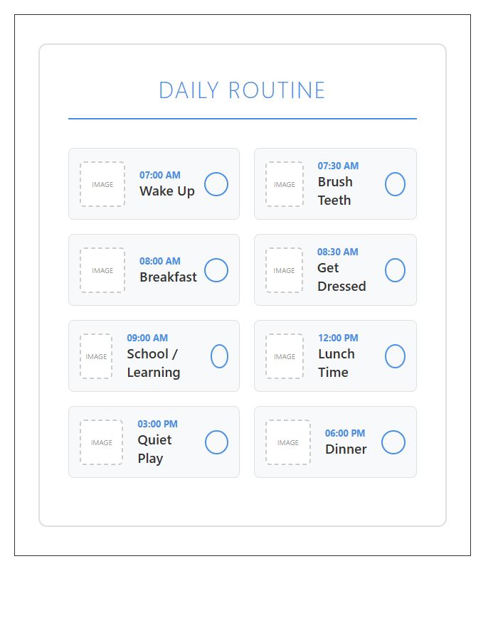 Autism Visual Routine Printable Chart