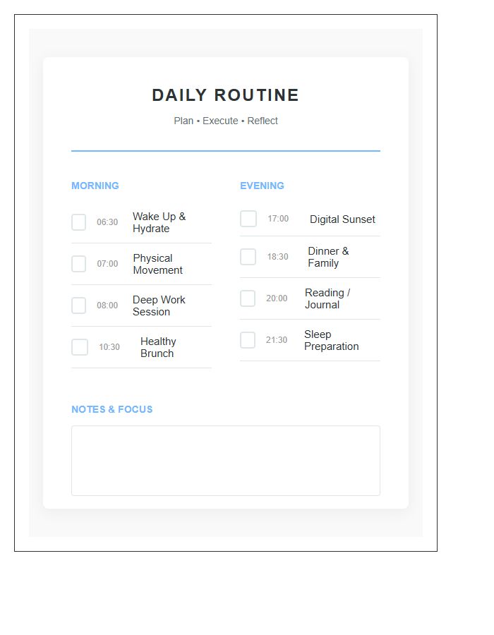 Visual Daily Routine Printable Chart
