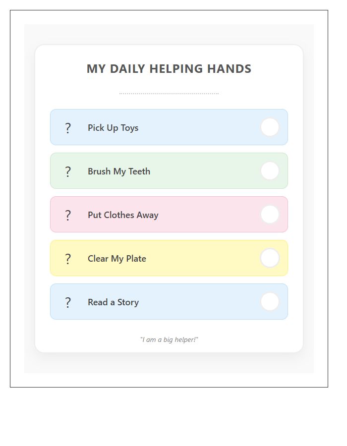 Simple Toddler Chore Chart Printable For Beginners